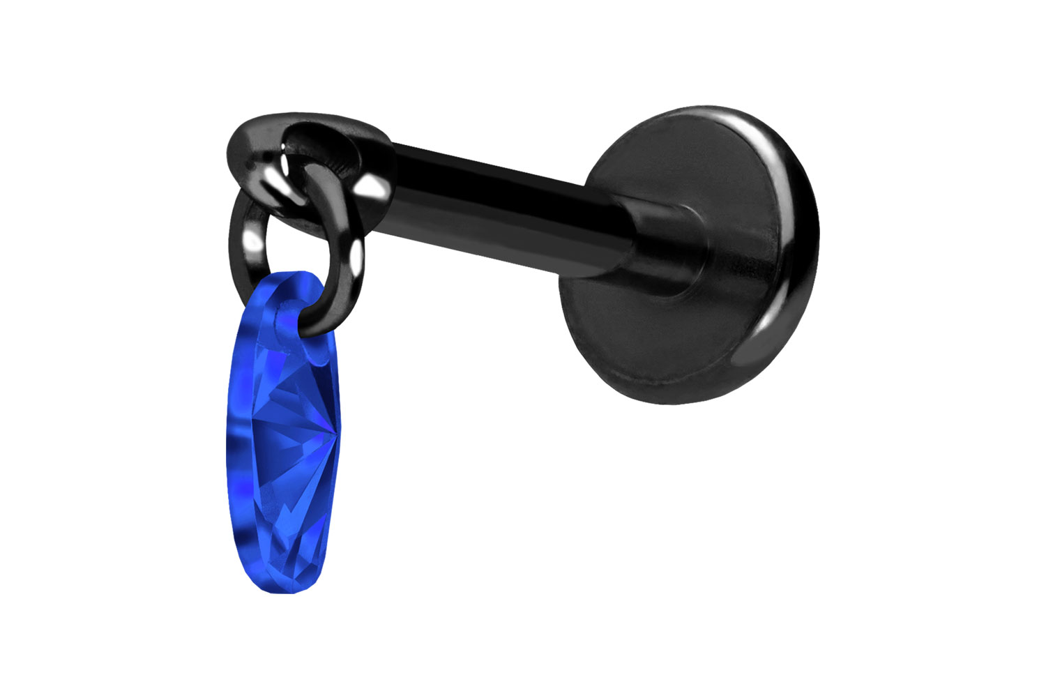 Titan Labret Piercing mit Push Fit KRISTALLOVAL